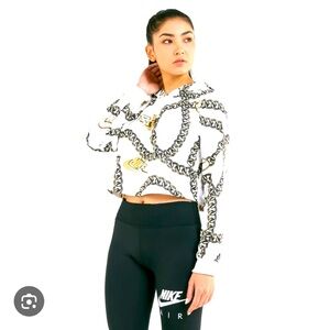 Nike Hip Hop Icon Clash Women's just do it Printed Crop Hoodie Sz Med